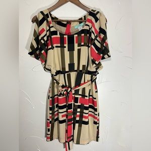 Karlie Vintage 90’s Abstract A Line Open Back Above the Knee Dress SZ M
